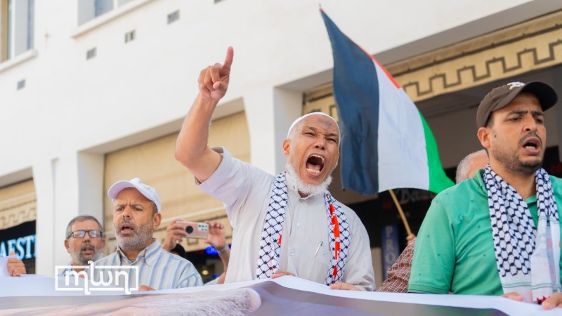 Citizens protesting and chanting slogans against Israeli genocide